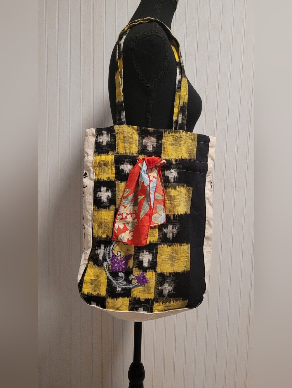 Aoyama Itchome Callalily Ikat Cotton Tote Bag Rare OS